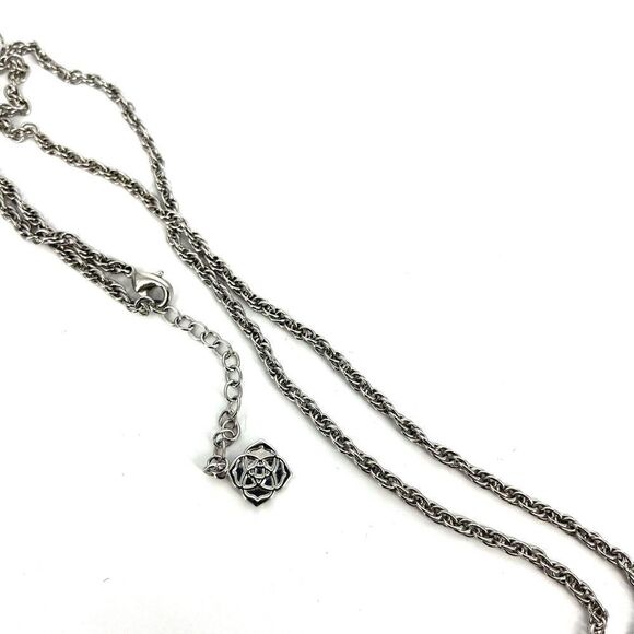 Kendra Scott Necklace Rayne Long Pendant Dichroic Glass Stone Silver Tassel - Picture 4 of 7